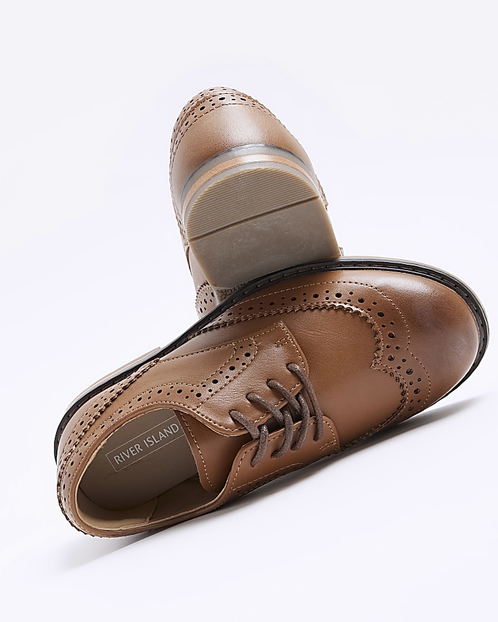 Boys brown brogue smart shoes