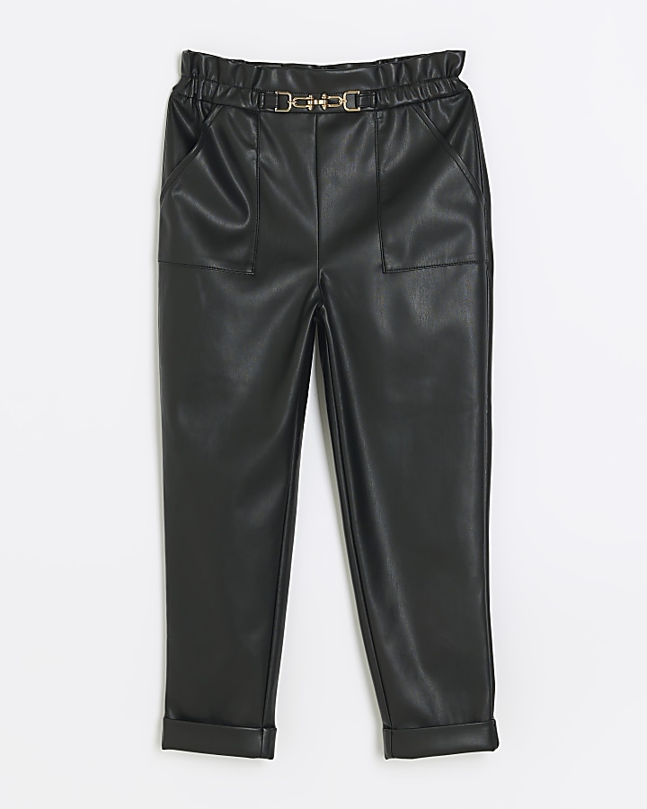 Girls black hot sale leather pants