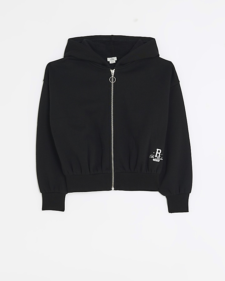 Girls black zip up hoodie