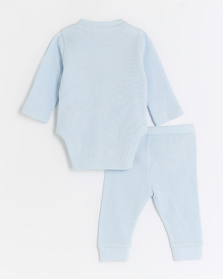 Baby boys blue embroidered all in one set