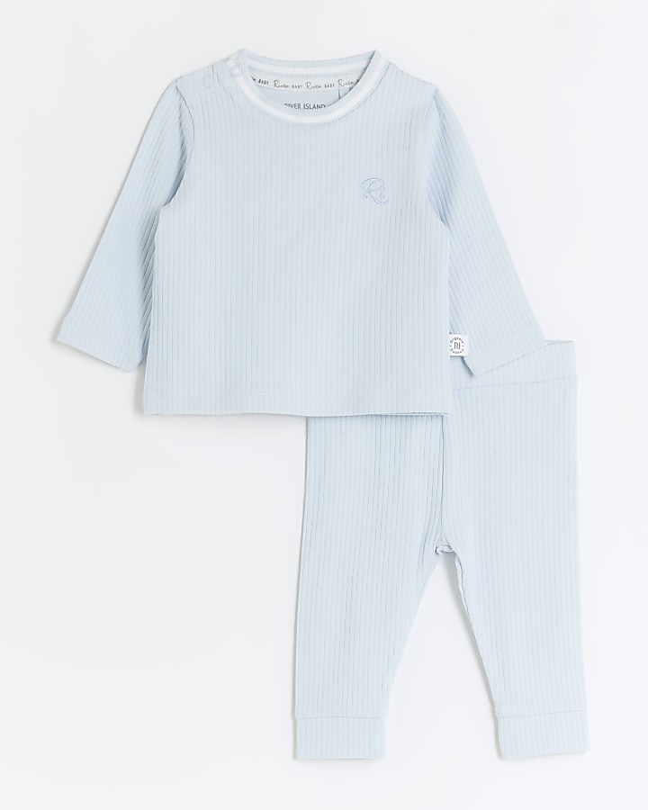 Baby boys Blue Ribbed Outfit