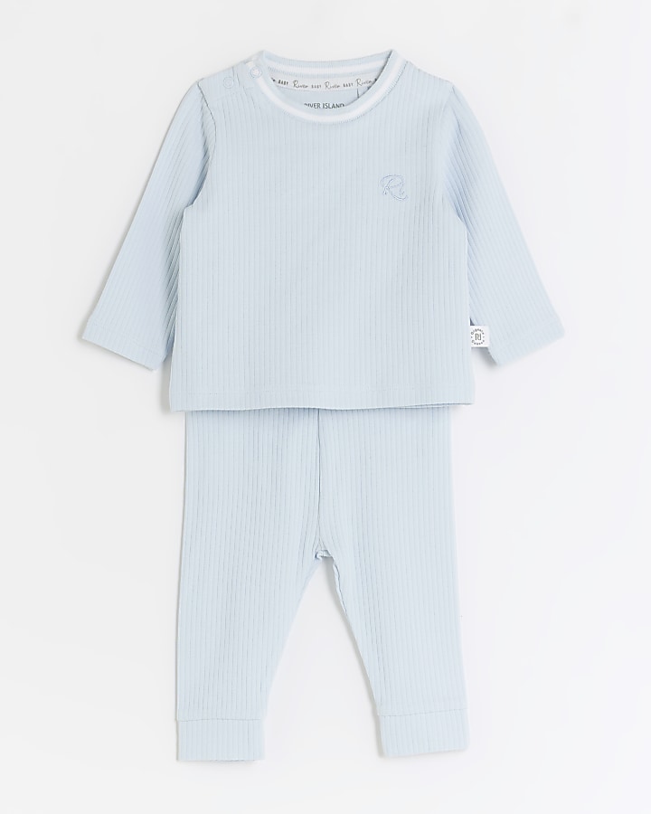 Baby boys Blue Ribbed Outfit