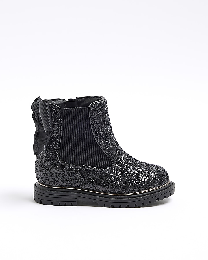 Black glitter chelsea boots sale