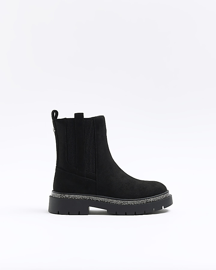 Girls black best sale suede boots