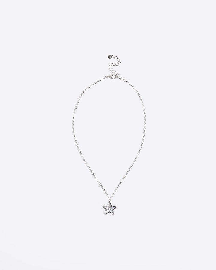 Girls silver star necklace | River Island