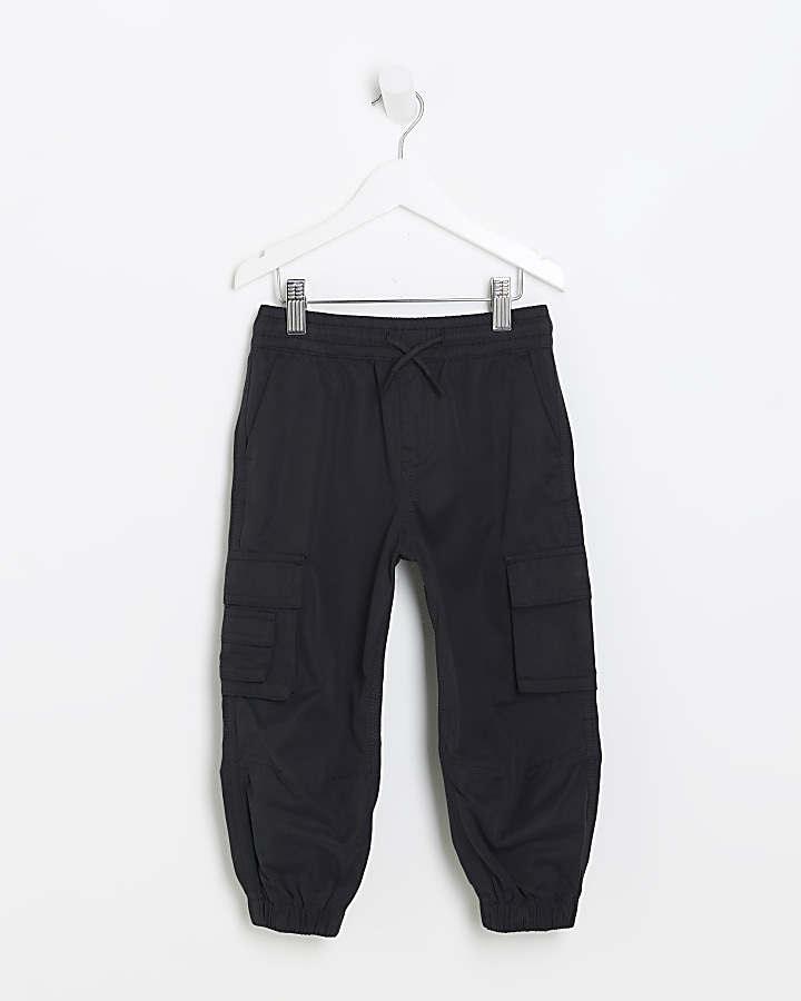 Black Cuffed Cargo Trousers