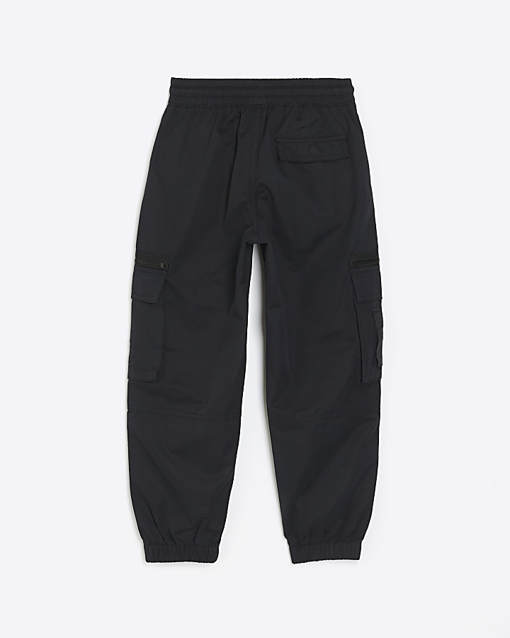 Boys black cuffed cargo trousers | River Island
