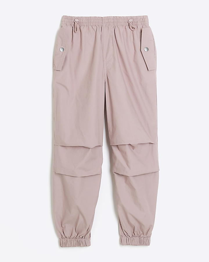 Girls pink parachute cargo trousers