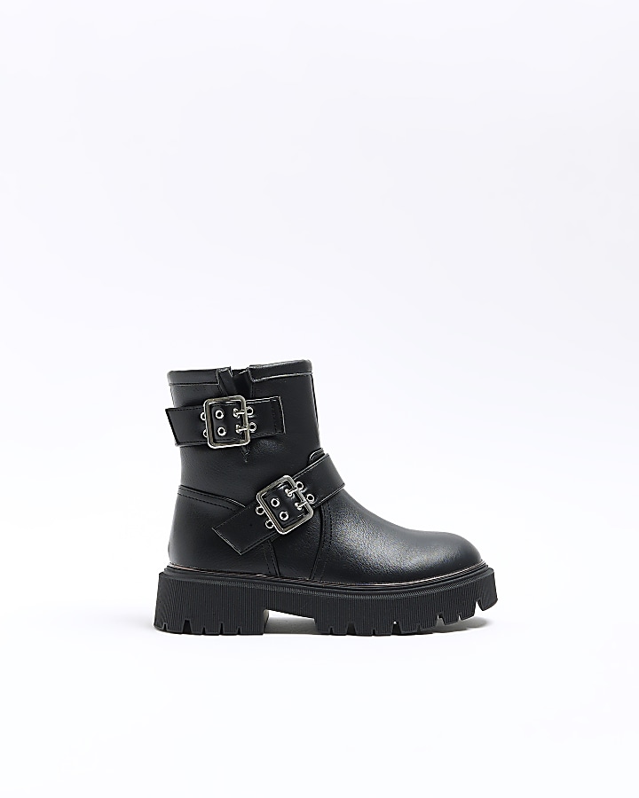 Black biker cheap boots with buckles