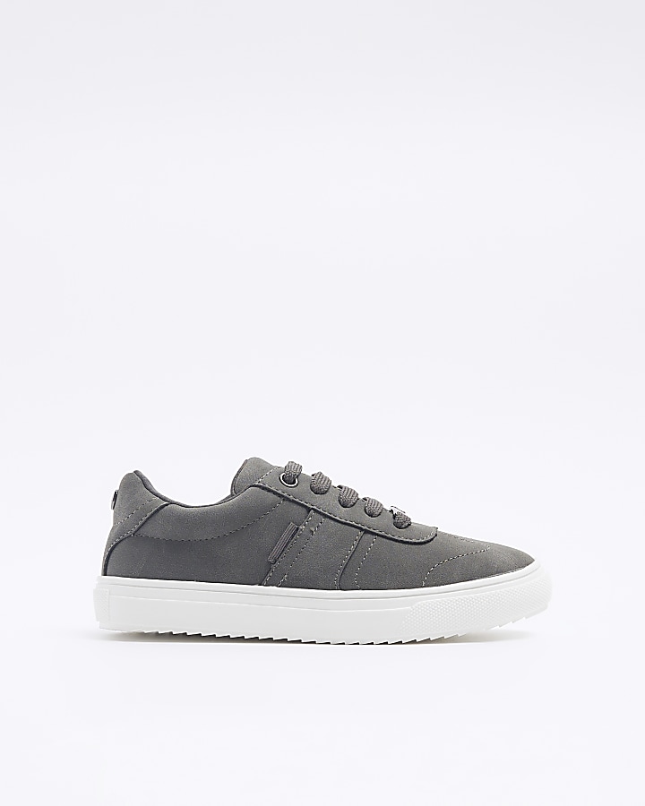 Boys grey chunky lace up trainers