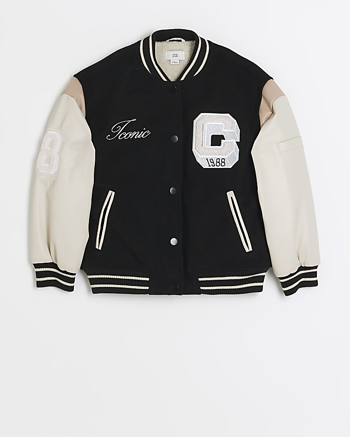 Girls black outlet bomber jacket