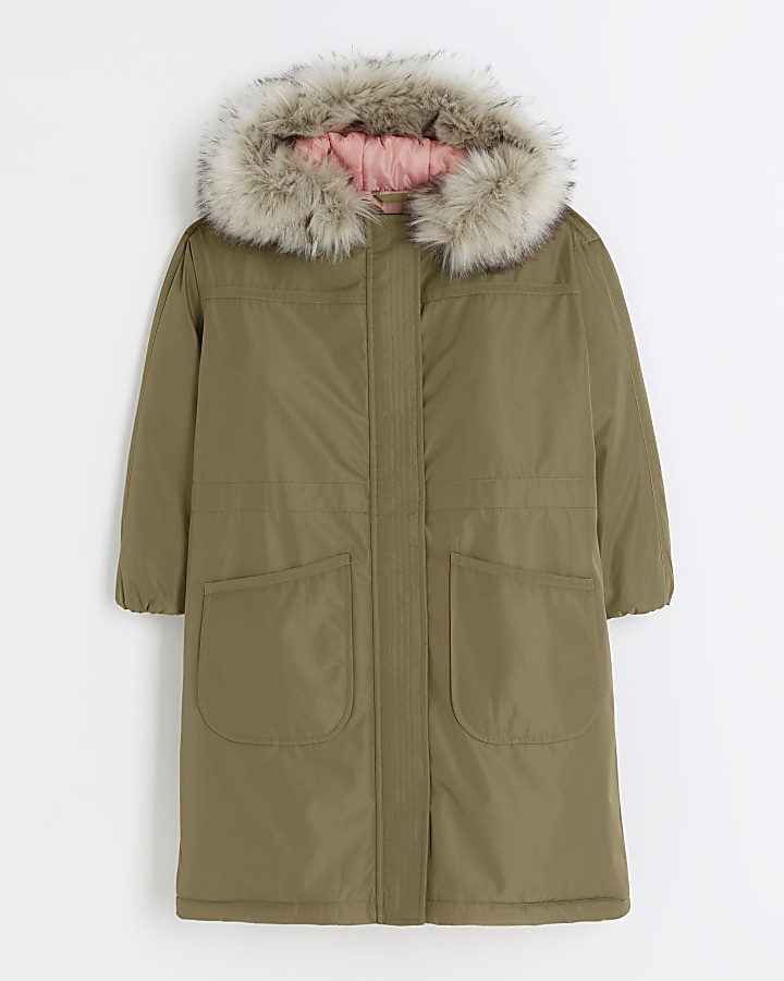 Girls khaki coat sale