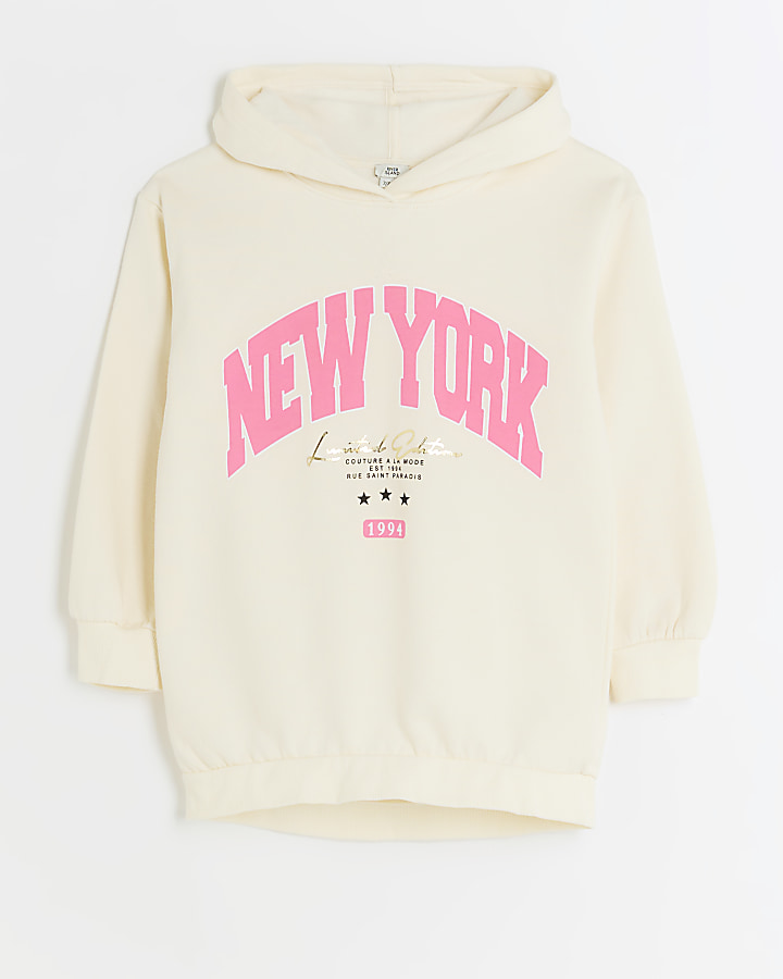 Girls cream New York hoodie | River Island