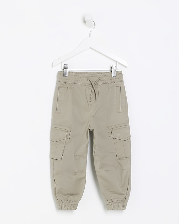 Mini boys stone cargo trousers | River Island