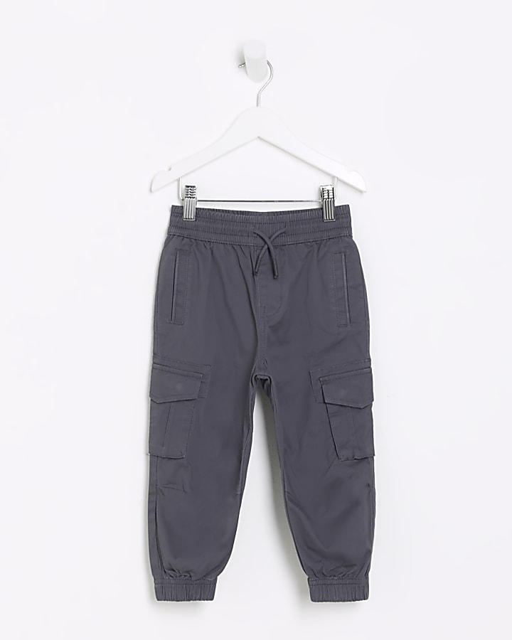 Mini boys grey cuffed cargo trousers