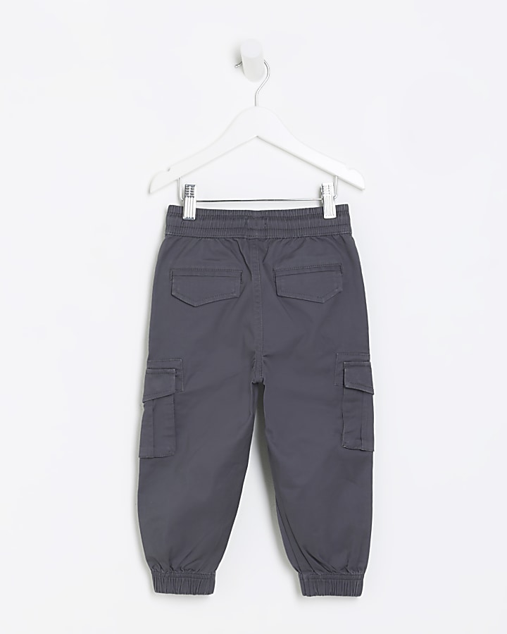 Mini boys grey cuffed cargo trousers