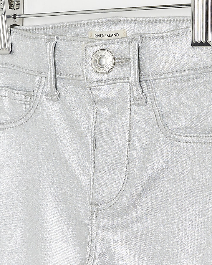 Mini Girls Silver Coated Skinny Molly Jeans