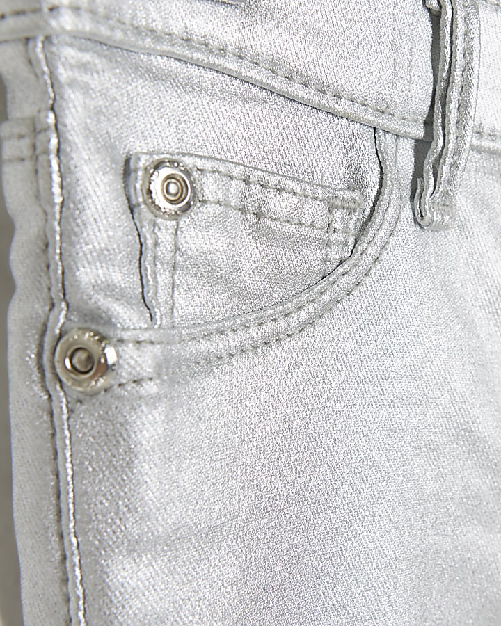 Mini Girls Silver Coated Skinny Molly Jeans