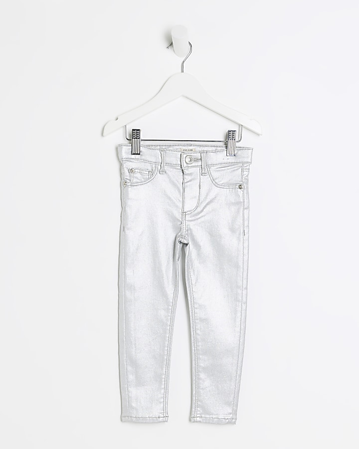 Mini Girls Silver Coated Skinny Molly Jeans