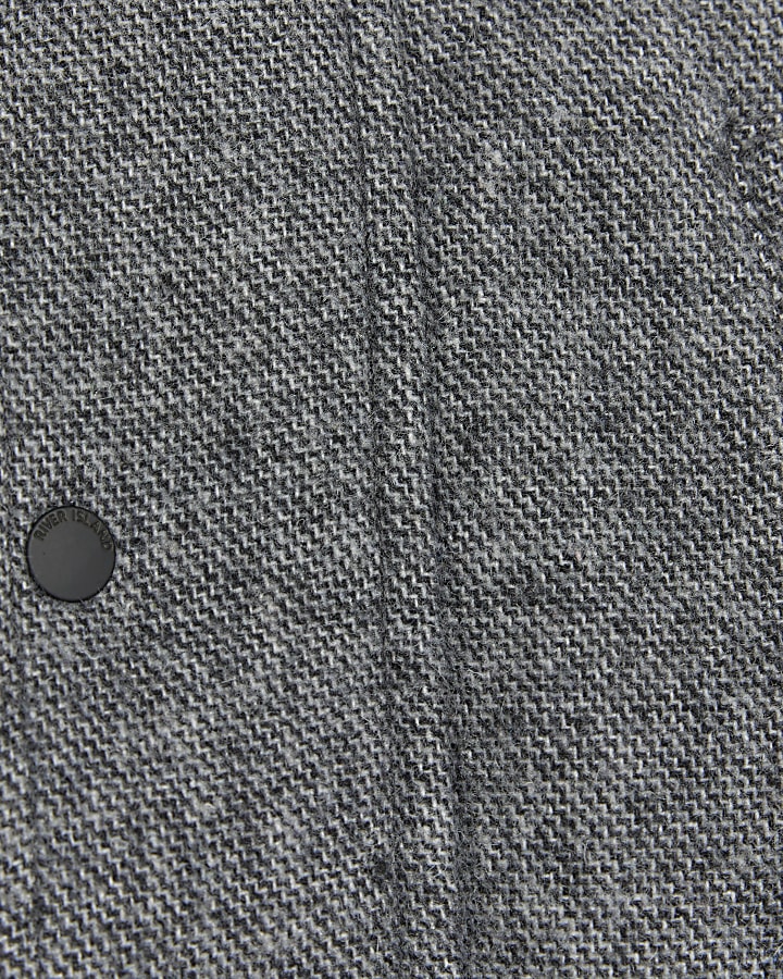 Mini boys grey wool blend parka coat