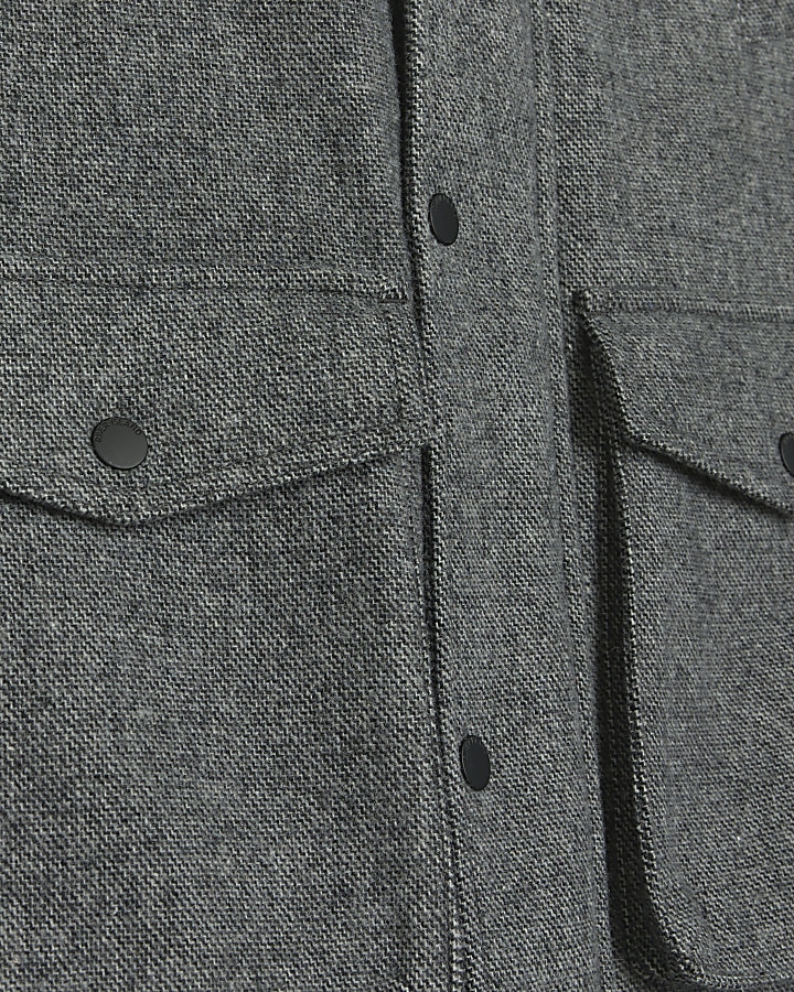 Boys grey wool blend parka coat