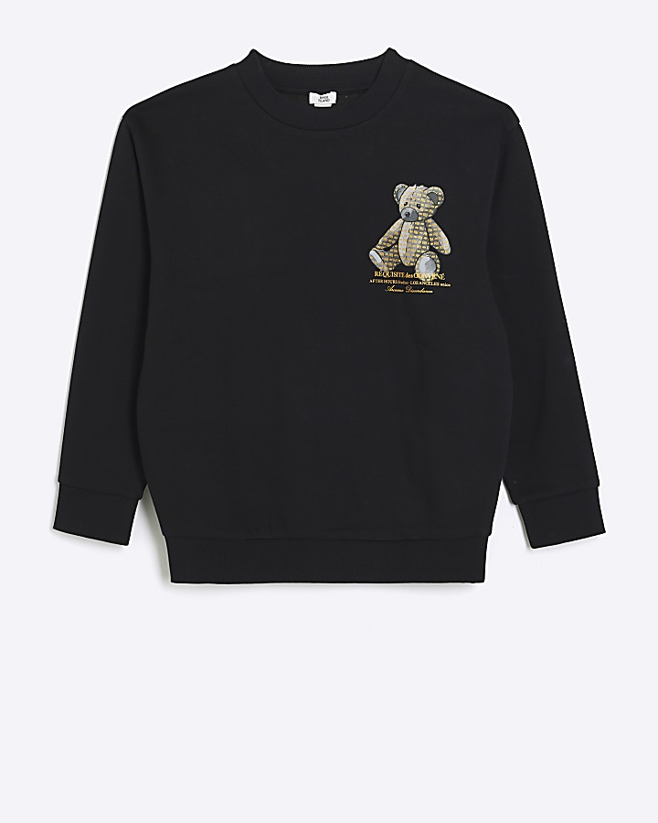 Boys black bear print sweatshirt