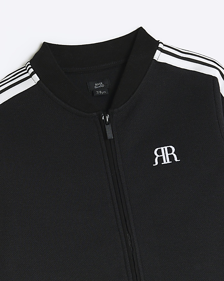 Boys black taped zip up track top