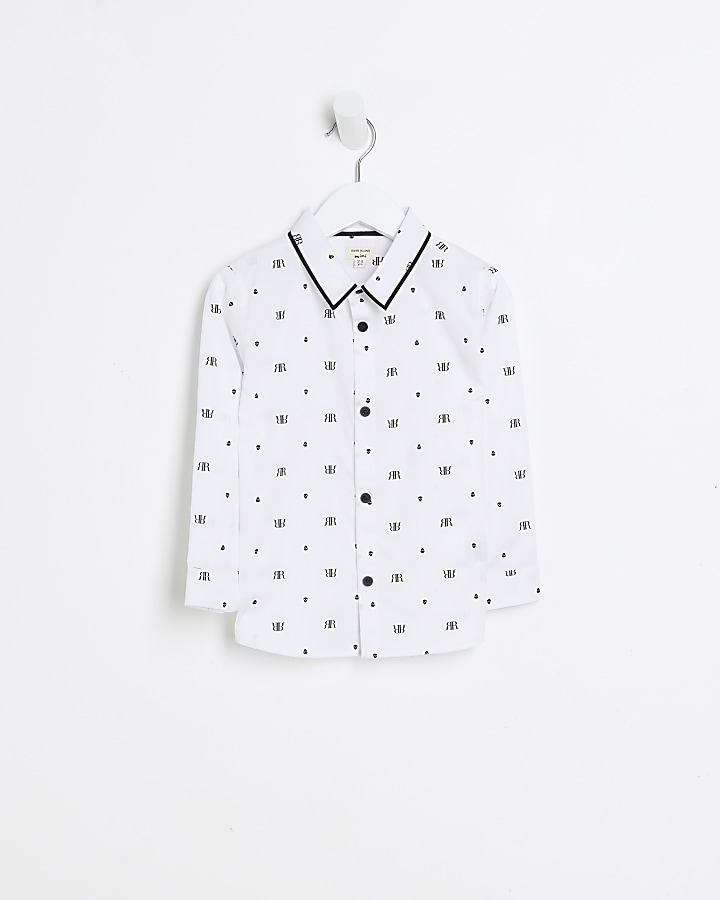 Mini boys white RI print smart shirt