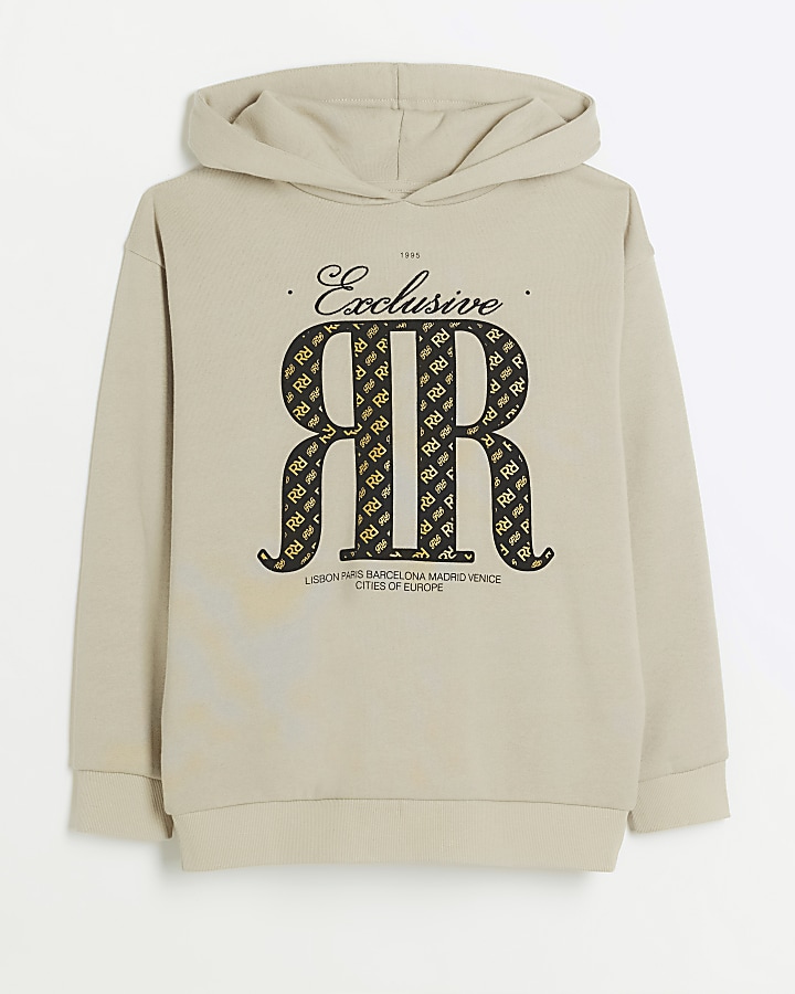 Boys stone RI logo hoodie | River Island