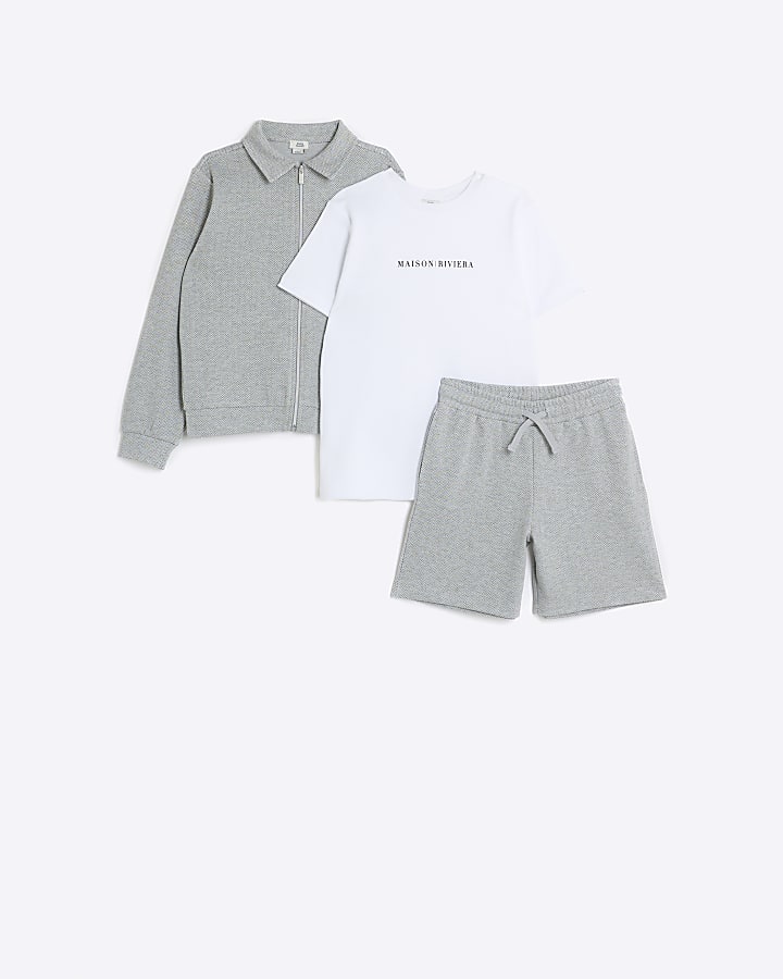 Boys grey Maison Riviera 3 piece set | River Island