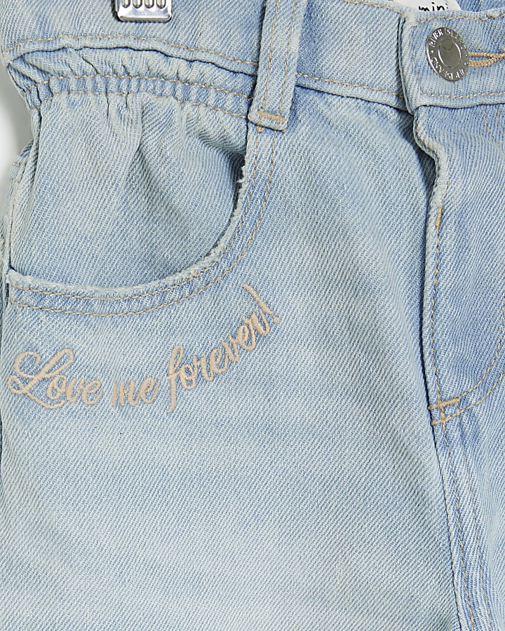 Mini girls blue heart pocket paperbag jeans