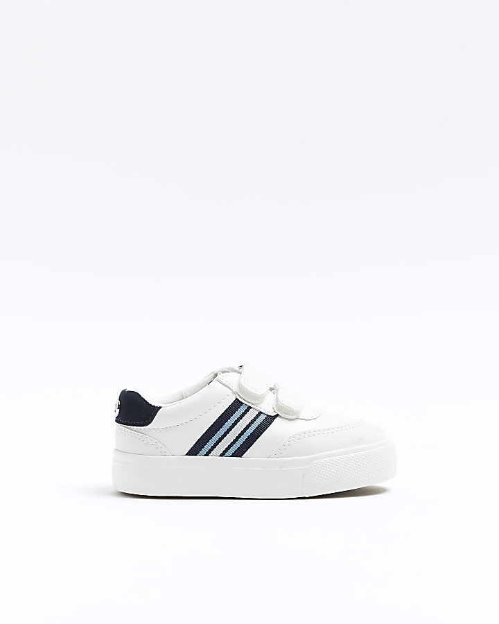 Mini boys white striped trainers