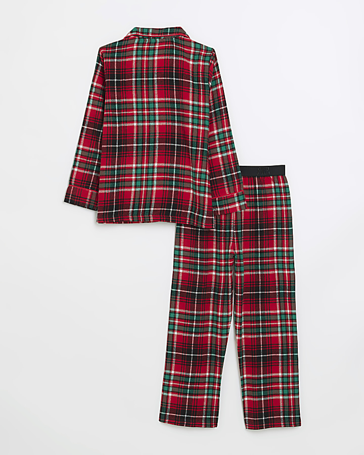 Boys red check pyjama set