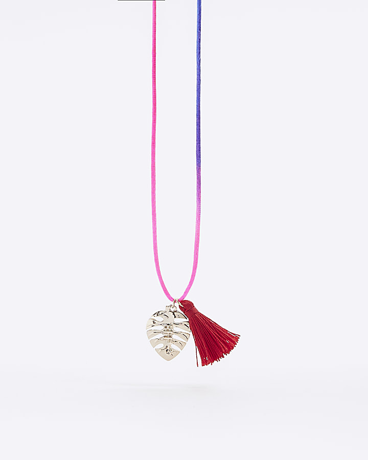 Pink leaf necklace 2 pack
