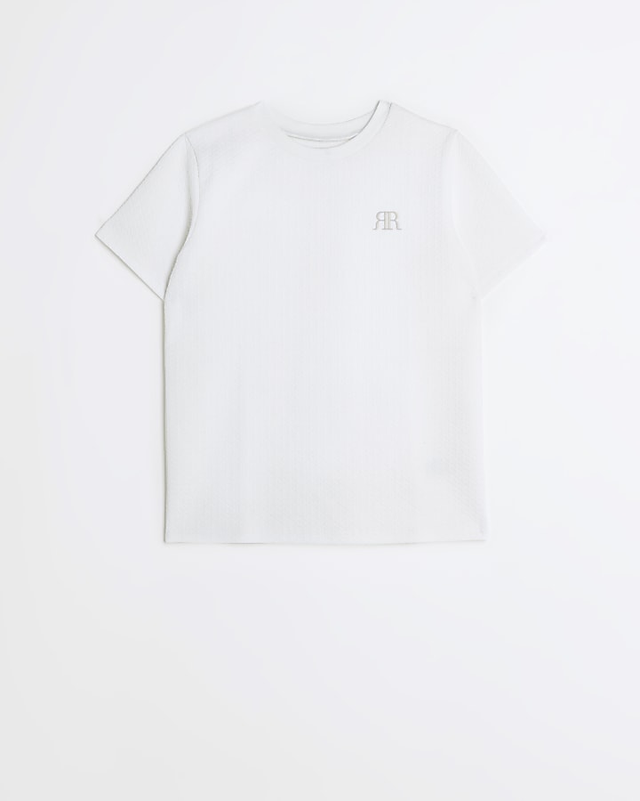 Boys white textured t-shirt