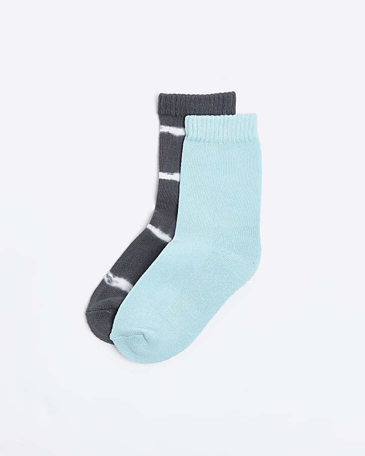 Boys blue tie dye tube socks 2 pack