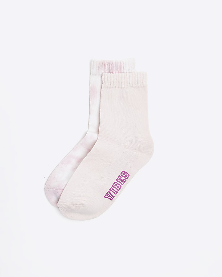 Girls Pink Tie Dye Tube socks 2 Pack