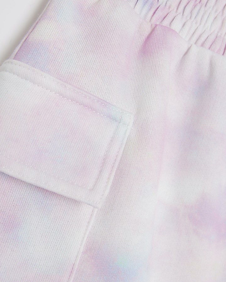 Girls pink tie dye cargo shorts