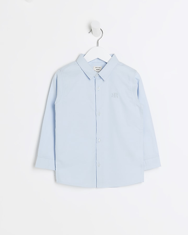 Mini boys blue long sleeve oxford shirt
