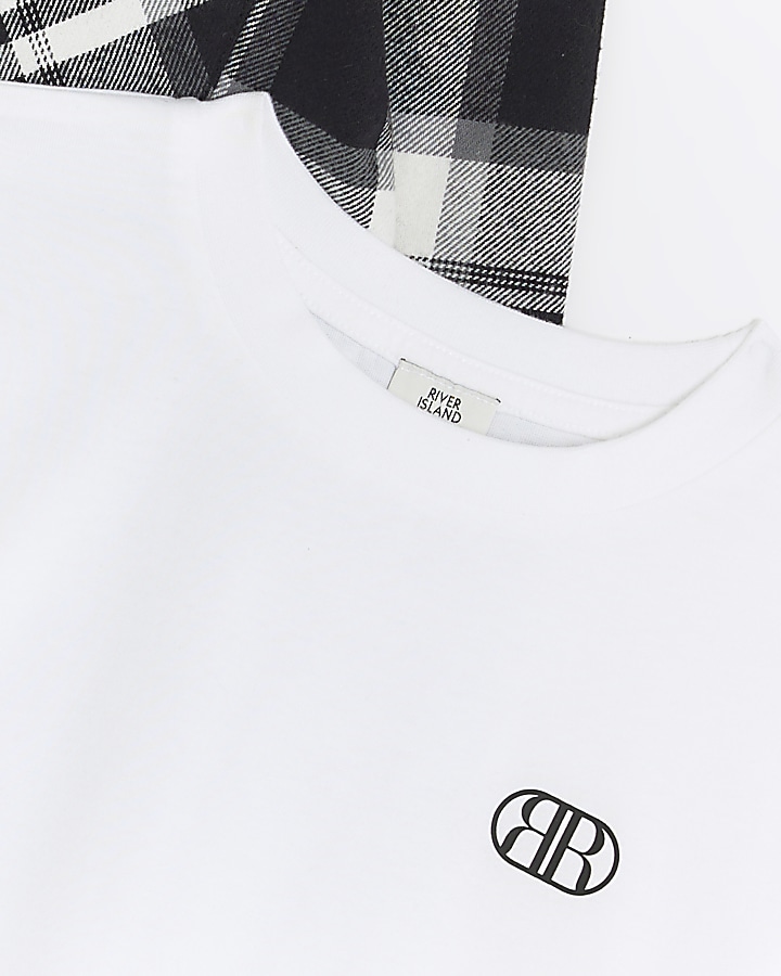 Boys Black Check Shirt and T-shirt Set
