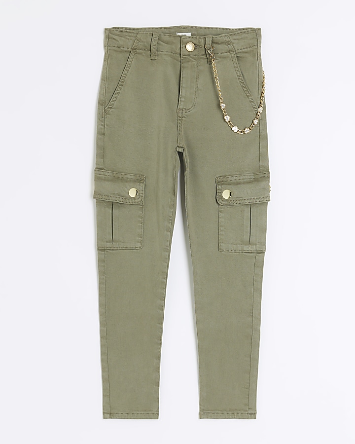 Girls khaki cargo jeans