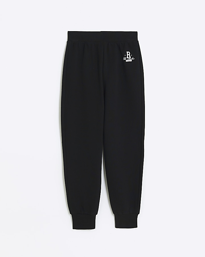 Girls black cuffed joggers River Island