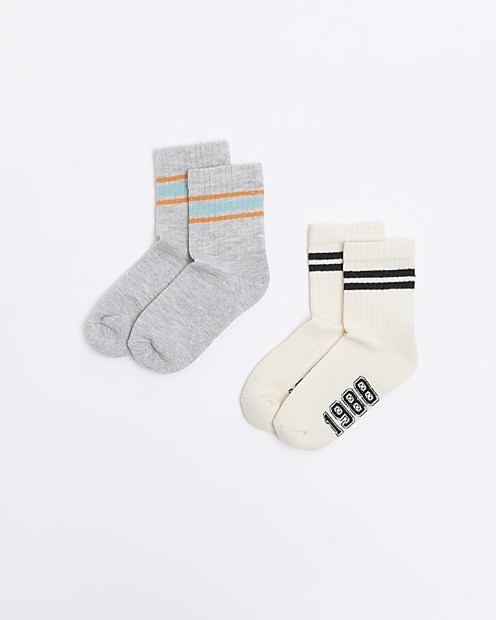 Mini boys grey varsity socks 2 pack