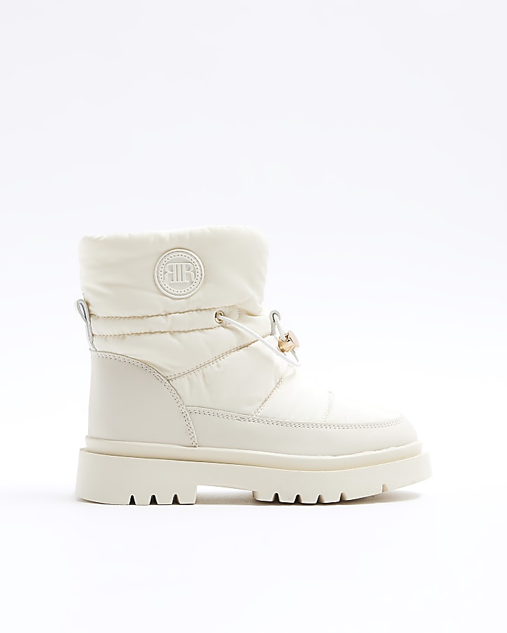 Girls cream padded boots