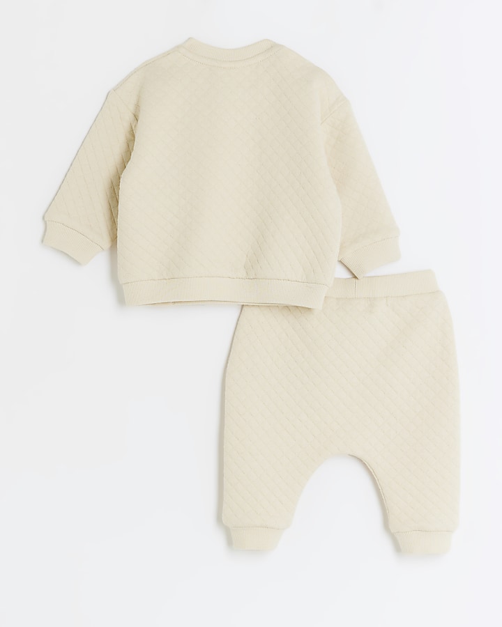Baby cream quilted sweatshirt set