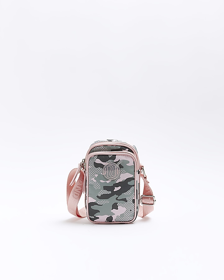 Girls khaki camo cross body festival bag