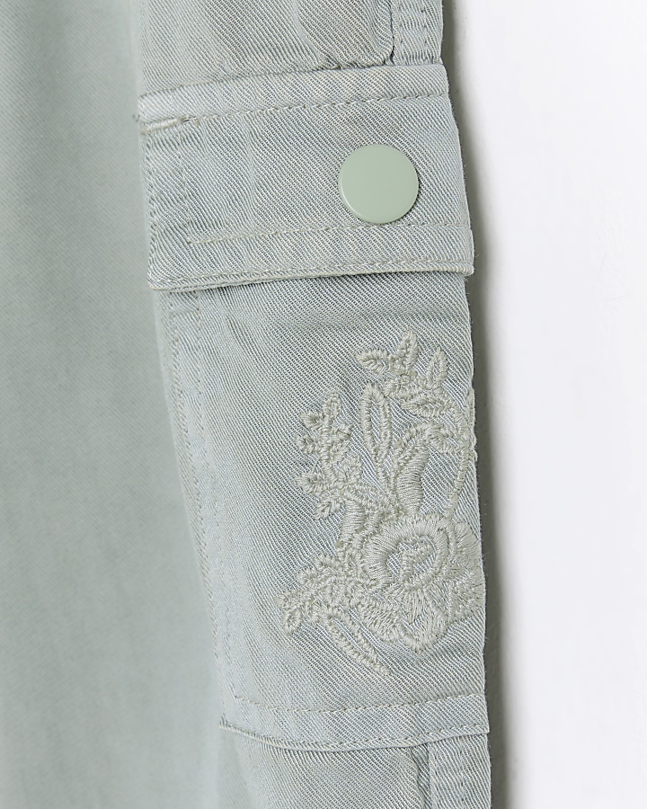 Mini Girls Green Lyocell Cargo Trousers River Island