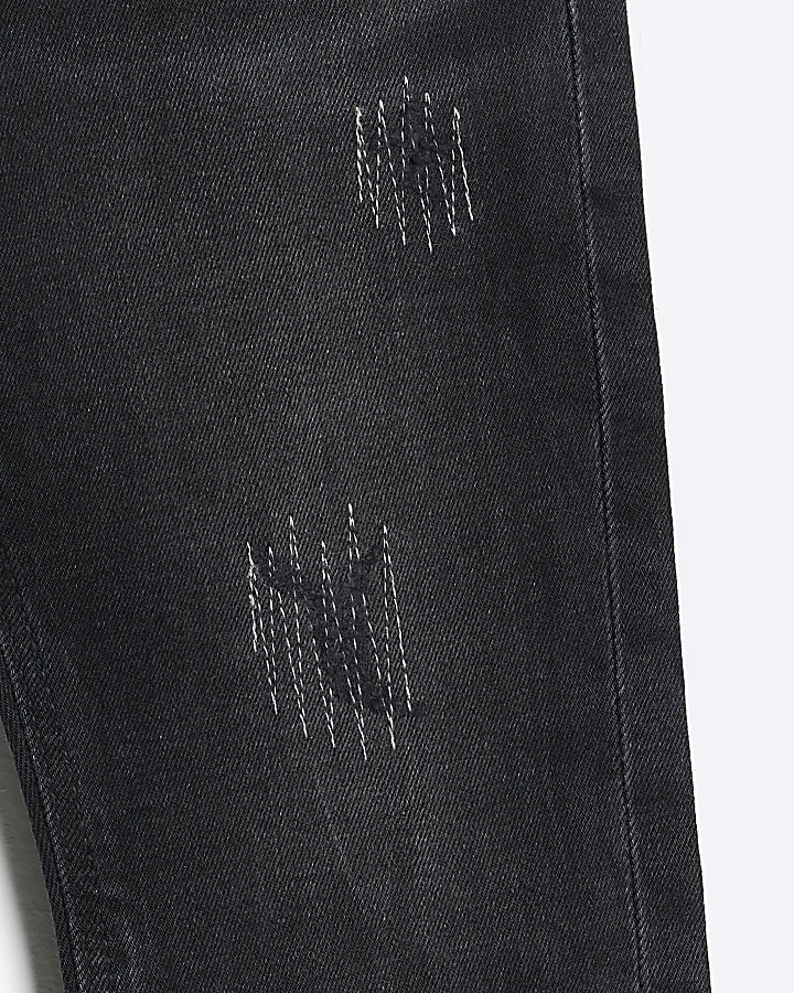 Mini boys black slim ripped jeans
