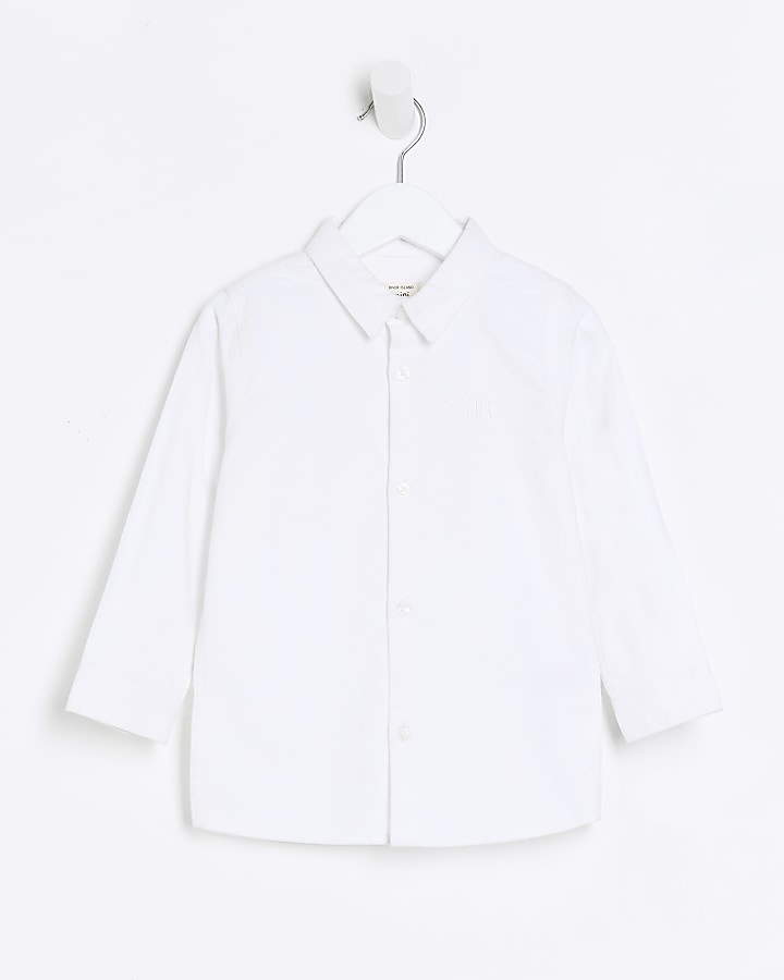 Mini boys white long sleeve oxford shirt
