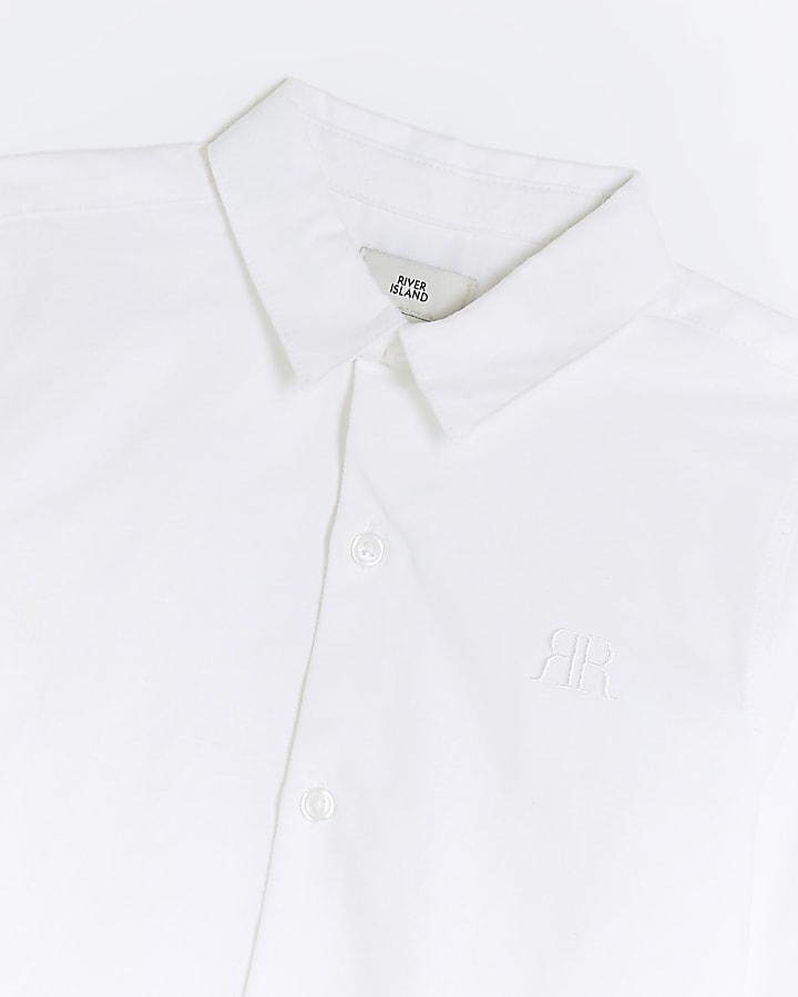 Boys white long sleeve oxford shirt | River Island